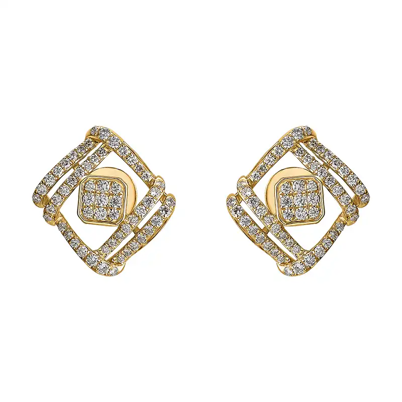 Square, Gold Diamond Pendant set